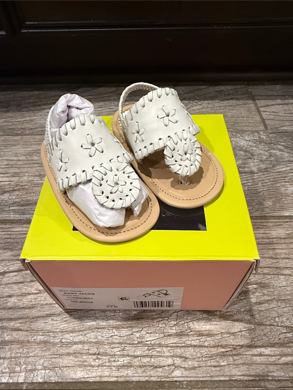 Baby Jack Roger’s White Leather Sandals with Floral Cutouts